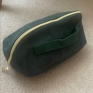 Green Cosmetic Bag with Gold Zipper
